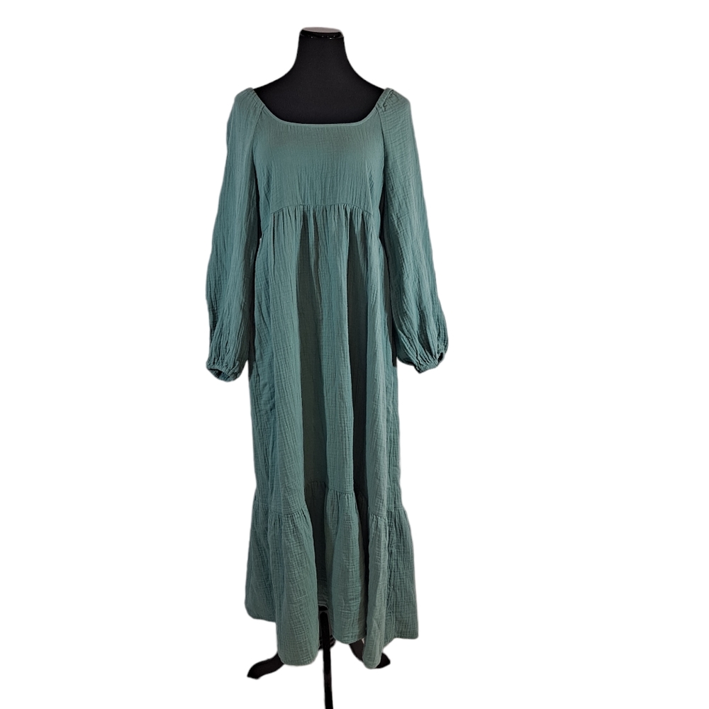 Universal Thread Balloon Long Sleeve Maxi Dress Women Size Large NWT Sea Green